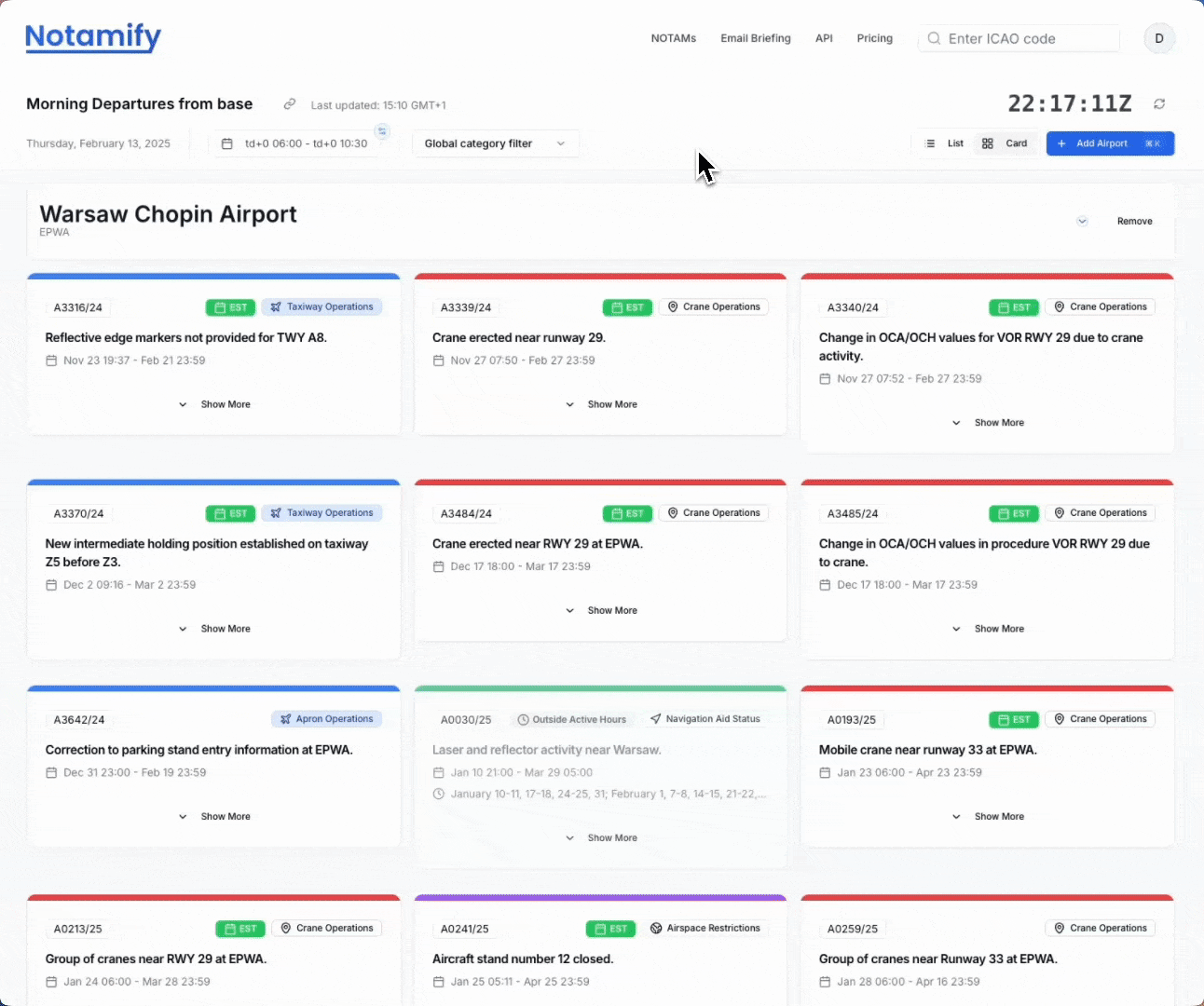 NOTAM preview dialog in action